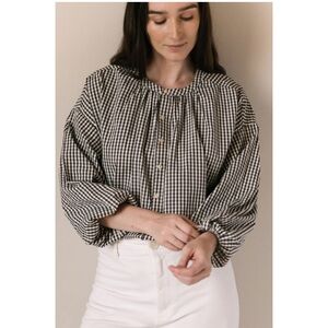 NWT Gingham Checkered Blouse - Black and White